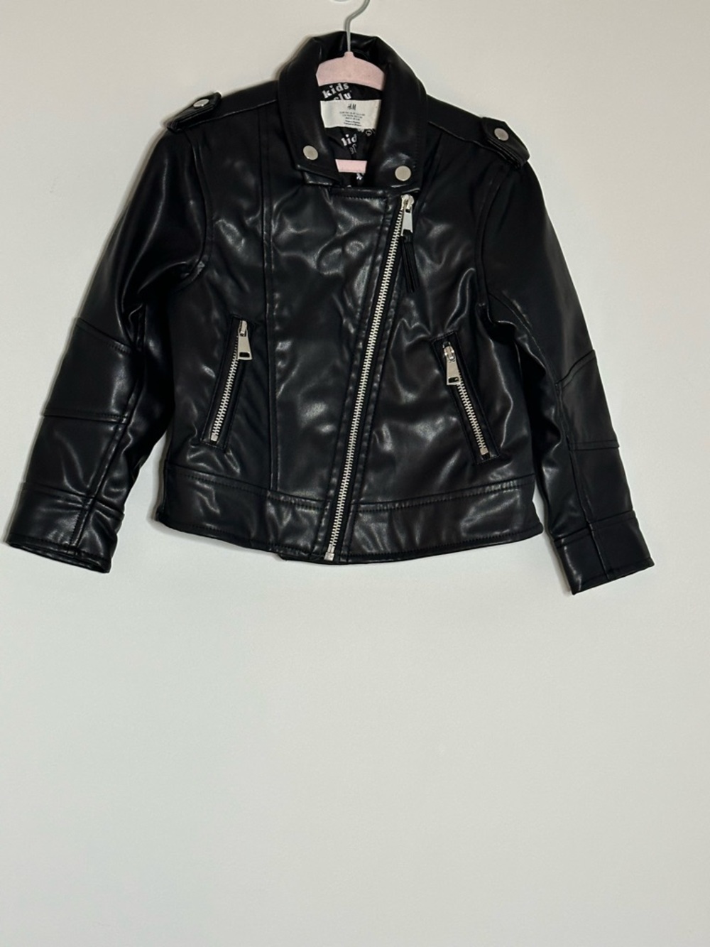 H&M Kids Black Jacket with Pink and White Heart Print